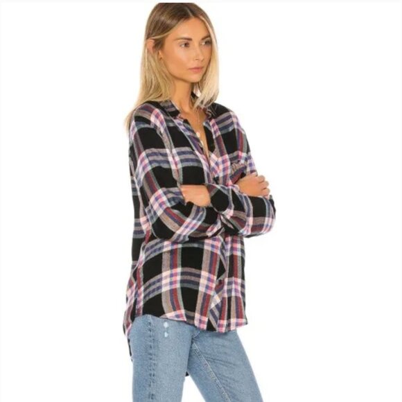 Rails 'Hunter' Plaid Shirt in BLACK MELON / AQUA size medium - Picture 2 of 8